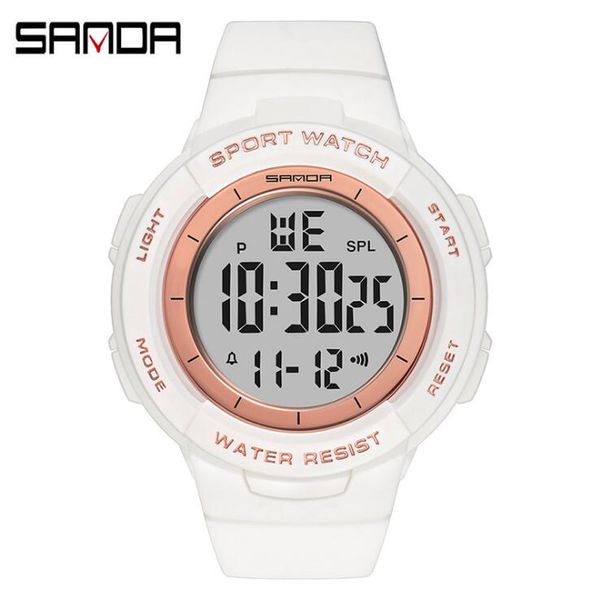 

sanda new style electronic watch fashion trend personality male and female middle school students watch, Slivery;brown