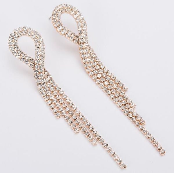 

european and american exaggerated diamond tassel earrings long female korean retro nightclub temperament ladies long earrings wy1472, Silver