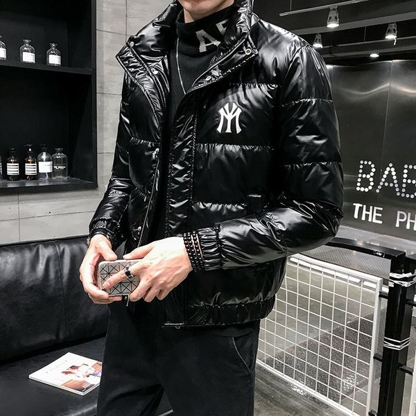 

зимнее пальто 2019 новый корейский стиль модный стенд воротник красивый яркий лицо короткий тонкий зимний мужской для пуховик пуховик мужчин, Black