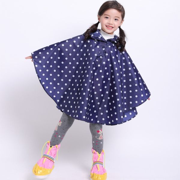 

children's printed polka dot thin cloak raincoat children's infant students boys and girls cloak backpack backpack, Black