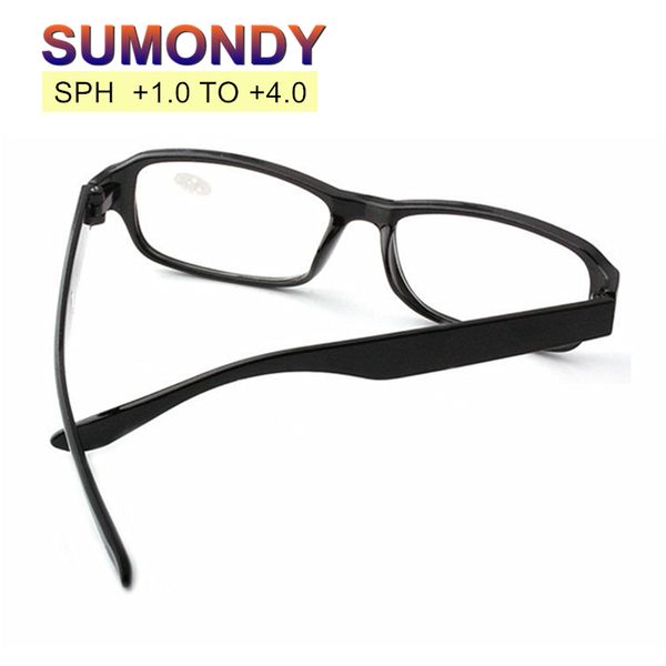 

sumondy unbreakable reading glasses sph +1.0 to +4.0 women men anti fatigue plastic prescription spectacles for presbyopic g385, White;black