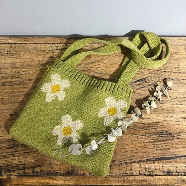 

da470 korean shoulder children's wear style children's woolen messenger bag baby knitted elegant wind small flower sunflower small