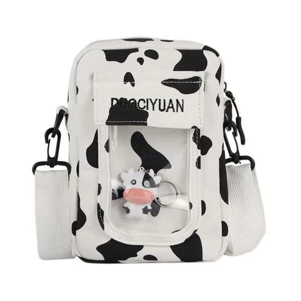 

women girls cartoon cow print shoulder crossbody bag lady tote satchel purse 517d
