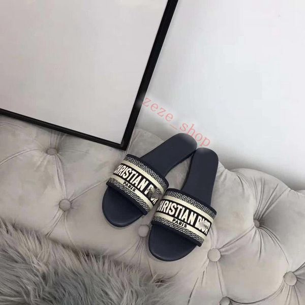 

dior sandals новая классического marca сандалии способ вышивки сандал цветочного бренд дама случайные летающая тканые печатные тапочки беспл, Black;grey