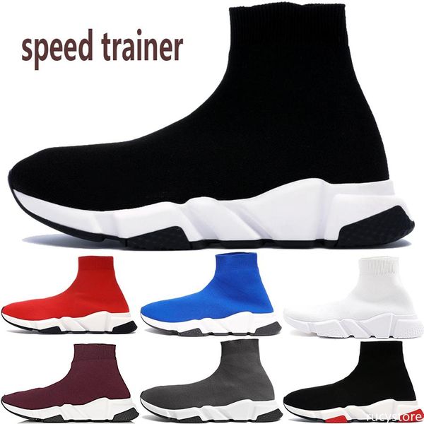 

pairs speed trainer mens casual sock shoes triple black white grey royal prune luxury designer men women sneakers us 5.5-11