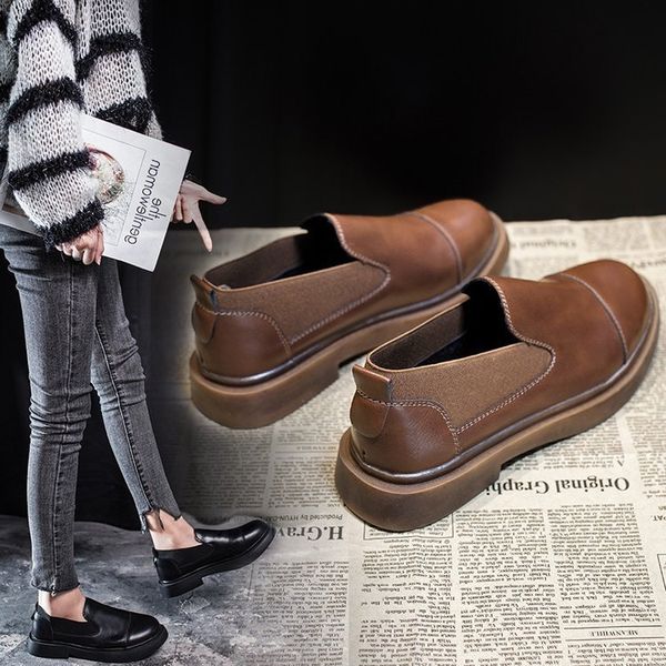 

retro short boots winter 2020 new women's shoes low heel round head square heel cover, Black