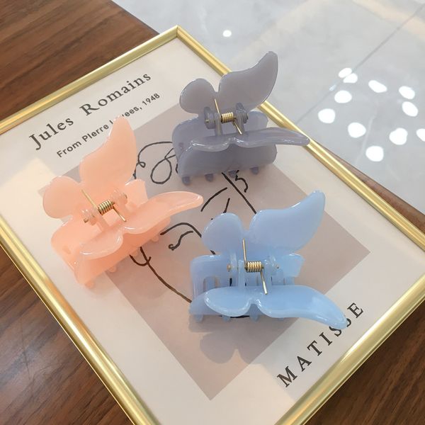 

length 5 cm women scrunchies butterfly shaped hair clamps solid color medium size plastic hair claw clips european girls bath ponytail head, Slivery;golden