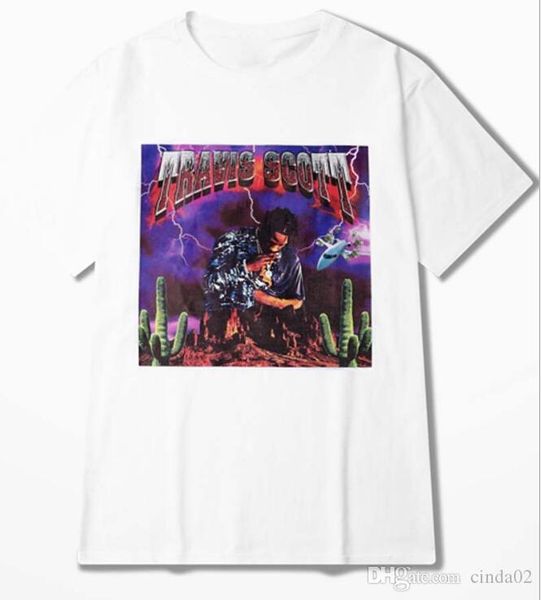 

hip hop fashion t-shirts travis scott crew neck casual men women tee, White;black