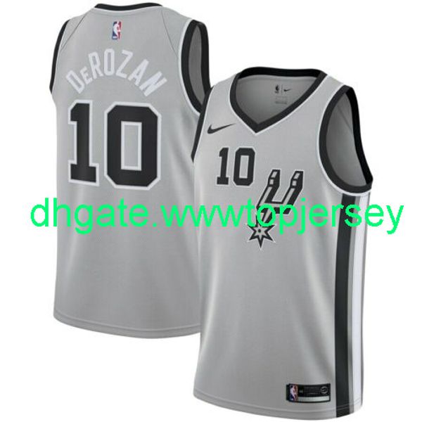 

demar derozan #10 men's player jersey new nkvest stitched basketball jerseys, Gray