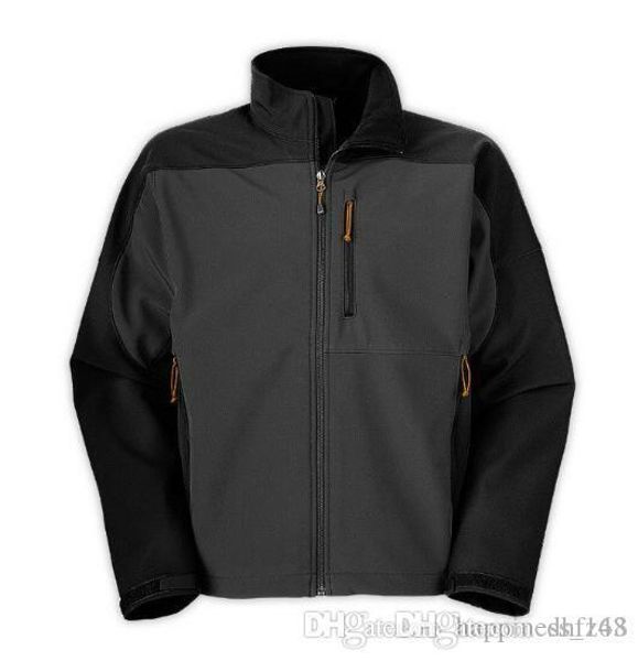

2020 mens fashion stand collar zipper jackets outdoor windproof waterproof casual softshell warm face coats ladies s-xxl ing, Black