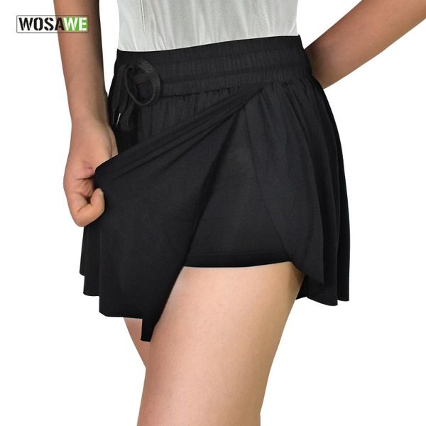 

wosawe women breathable 2-in-1 cycling skorts with gel padded liner bike shorts quick dry athletic sports skirt