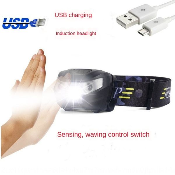 

led сильный led сильный лампы 3w белый свет usb зарядка индукции фары ночной рыбалки эрбия кемпинга водонепроницаемый налобный