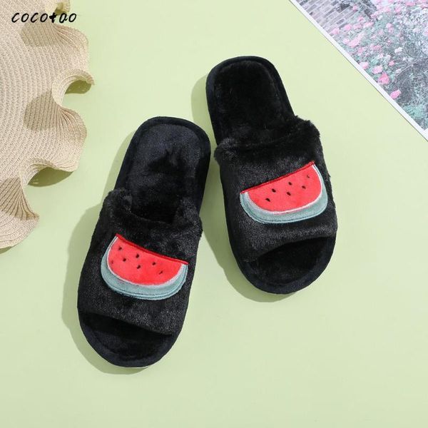 

slippers female autumn and winter indoor home word cotton slippers new korean version of the bedroom fashion plush, Black