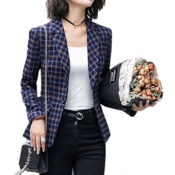 

6lqtf plaid small suit women's spring and autumn new short short coat coat slim-fit long-sleeved one-button temperament fashion in work, White;black