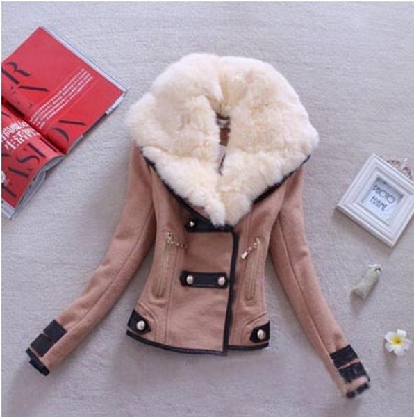 

горячие 2020 осенняя куртка и зима новая мода ягненка меховой воротник пальто пригонки куртки, Black