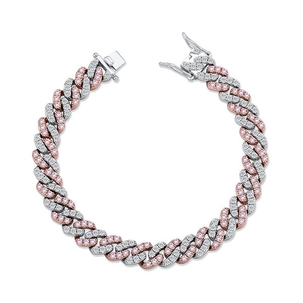 

8mm width 18k gold rhodium plated cuban chain bracelets luxury bling zircon bracelets women bracelets jewelry, Golden;silver