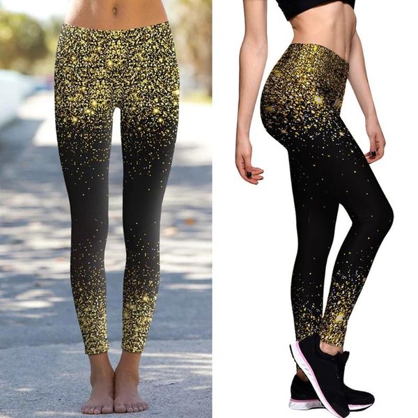 

ins fashion women sequined printed skinny yoga pants high waist slim ultra-comfy long leggings gymnastic sports yoga pants gold, White;red