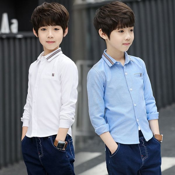 

children's clothing autumn 2020 new cotton men's long sleeve children's baby oxford white shirt white shirt top, White;black