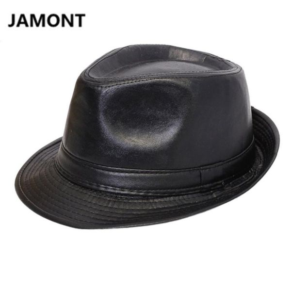 

wide brim hats autumn winter men women classic pu leather fedora hat british style panama bowler cowboy gentleman casual, Blue;gray