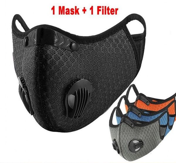 

us stock biking anti dust bike face mask with activated carbon man woman running cycling anti-pollution bike face isolation mask with filter, Black