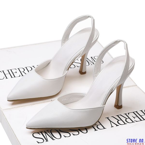 

new pointed european and american summer leather shallow mouth high heel stiletto fashion simple sandals, Black