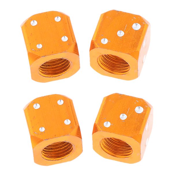 

4 pcs. rims wheel tire valve caps dust caps for car motorcycle , orange, 10x 10 x 10 mm