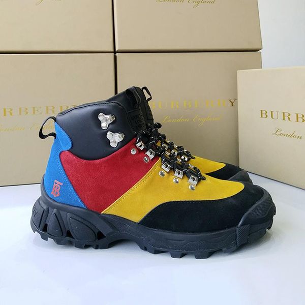 

fashion leather vintage check cotton and suede tor boots mens shoes outdoor walking luxury plus size casual men boots herren sportschuhe, Black