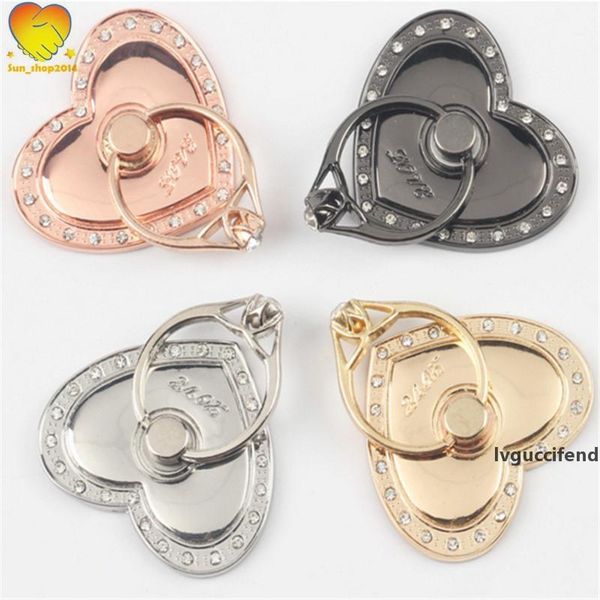 

diamond love heart metal stand holder luxury rhinestone bracket 360 degree rotating grip for iphone 6s 8 x for samsung s7 htc phone