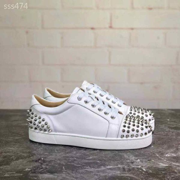 

women studded spikes shoe casual shoes fashion red bottoms studded spikes fashion low sneaker red leather size35-40 type6, Black