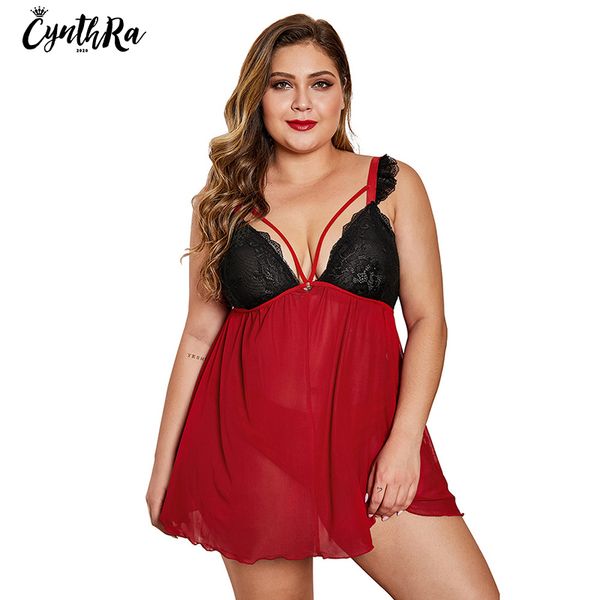 

cynthra new sleeveless breathable nightdress for women plus size fat lace female comfort soft large size sleepwear, Black;red