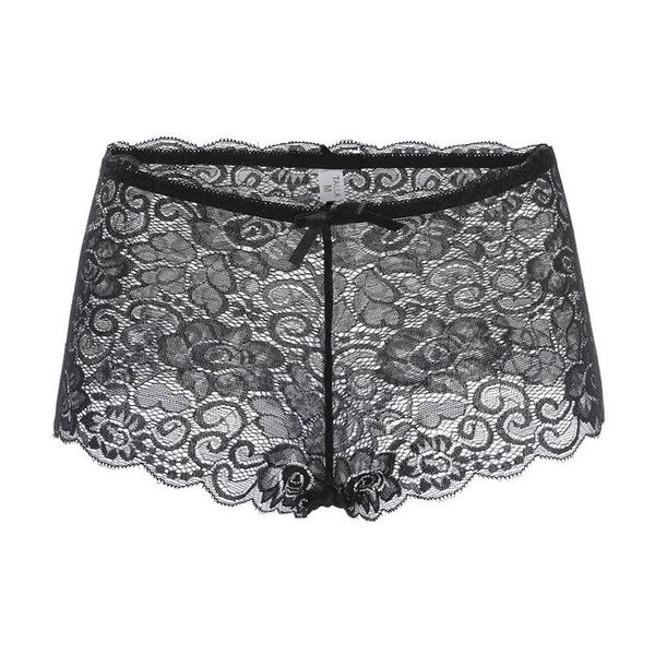 

women lingerie floral transparent lace underwear for women underpants boyshort briefs panties plus size, Black;pink