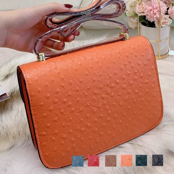 

2020 new designer name leather flap shoulder bags flap women's messenger bag purse clutch red black blue grey ostrich pattern purses h1