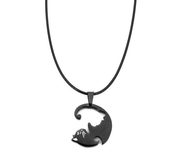 

Mayforest Cute Cat Pendant Necklaces For Best Friend Collares Stainless Steel Animal Cat Long Couple Statement Necklace