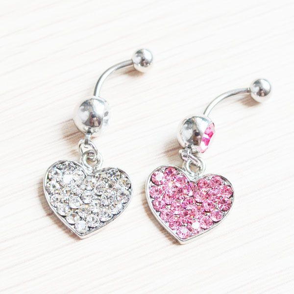 

d0576( 3 colors ) nice heart navel button ring retail selling navel rings body piercing jewelry dangle accessories fashion charm 10pcs, Silver