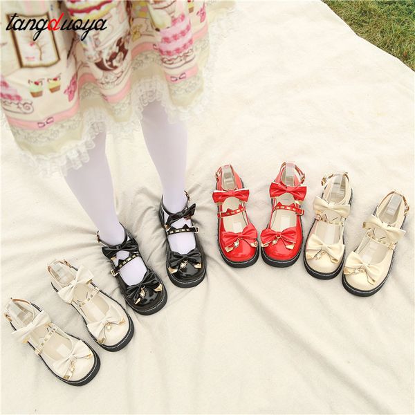

mary jane shoes japanese sweet lolita shoes kids 2020 autumn merlot lolita net red low heel women bottom uniform jk, Black