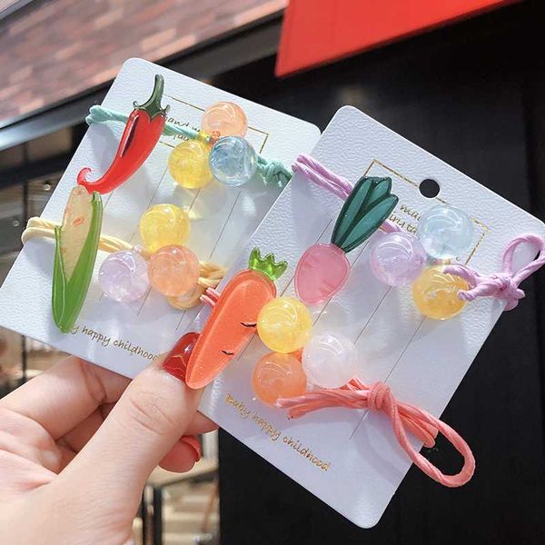 

children cute fresh fruit vegetables scrunchies rubber bands girls lovely elastic hair bands sweet headwear kid hair accessories, Slivery;white