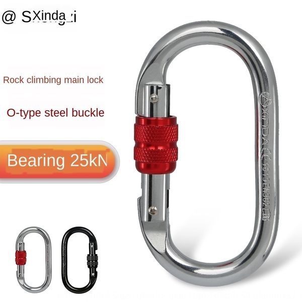 

outdoor equipment climbing main o-type steel lock lock safety mountaineering buc buckle runway type mountaineering buckle 25kn
