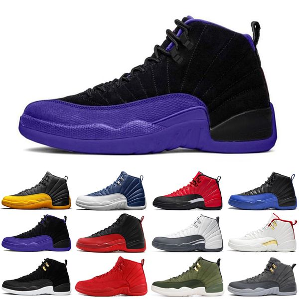 

university gold 12 12s men basketball shoes indigo dark concord reverse flu game taxi mens trainers sports sneakers size 7-13