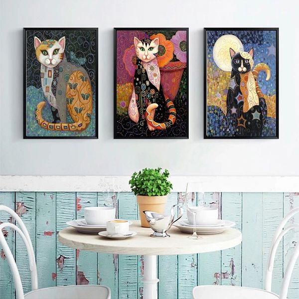

искусство густав климт картины маслом животных cat плакат главная декорации климт в живописи для гостиной на холсте