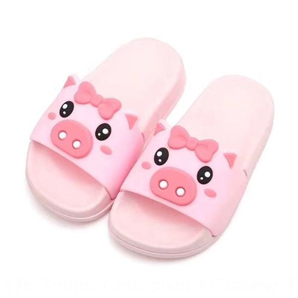 

children' 2019 summer new pink pig bathroom non-slip children children children' slippers home slippers soft bottom, Black;grey