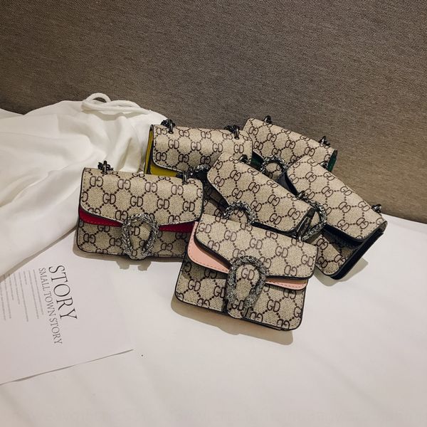 

wfhpz korean style children's new all-match girl lock geometric printing casual shoulder slanting accessories small square bag accessor