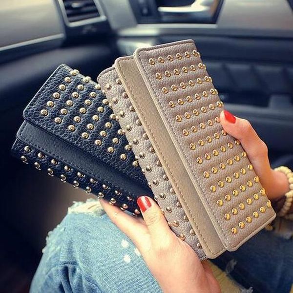 

european style lady wallet 2020 fashion new toothpick pattern clutch pu leather women hand bag rivet purse