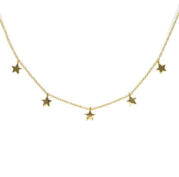 

18" with extend chain charm neck cute delicate star drop charm gold color 925 sterling silver christmas necklace