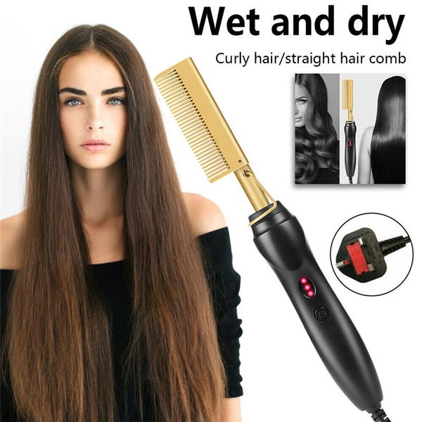 

wholesale multifunctional copper color comb wet and dry curling stick new explosion models electric straight hair perm comb dhl free, Silver