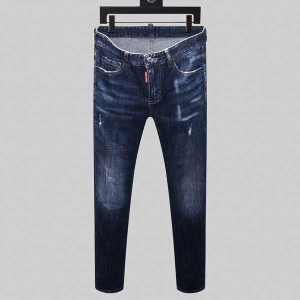 

2020 mens jeans distressed motorcycle biker jeans slim ripped hole stripe famous luxury fashion men pants, Blue