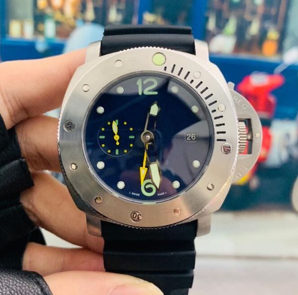 

luxury men watches automatic movement 44mm with rubber strap men waterproof wristwatches casual wristwatches men stainless steel watches, Slivery;brown