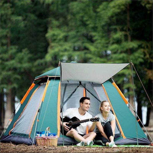 

tents and shelters est 3-4 person automatic outdoor camping tent family tourist rainproof sunscreen large space for hiking traveling