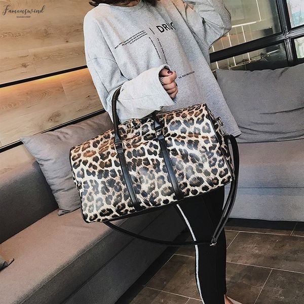 

foldable travel bag women large capacity portable shoulder duffle bag leopard waterproof weekend luggage tote o7