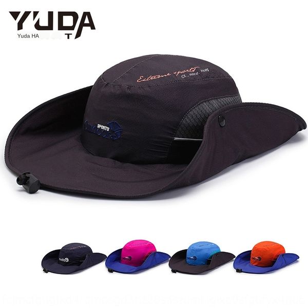 

2019 men's new shade screen outdoor sun sun hat travel climbing big eaves quick-drying hat, Blue;gray
