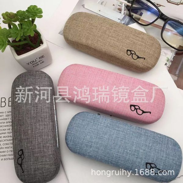 

fashion linen iron case casepresbyopic case box portable anti-pressure myopia presbyopic glasses cartoon student glasses box, Blue